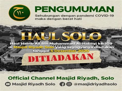 Haul Habib Ali Tahun Ini Ditiadakan Begini Penjelasan Tokoh Masyarakat