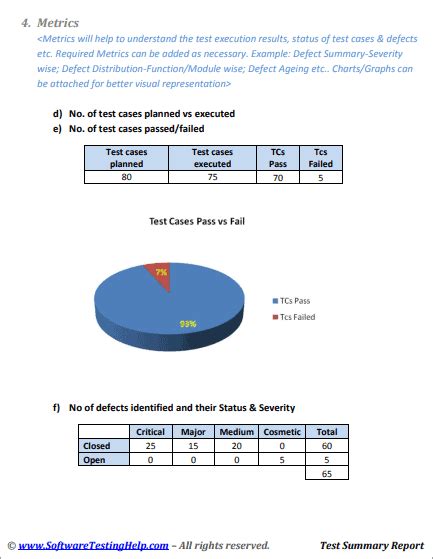 Test Summary Report Template In Word