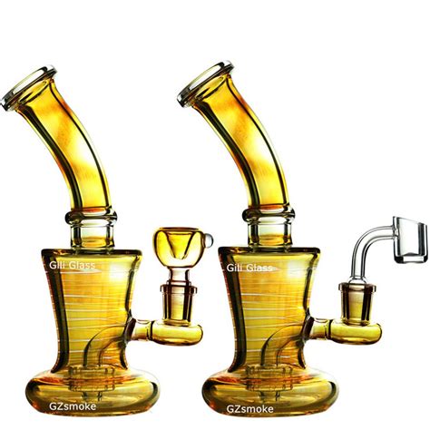 2020 Dab Rigs Color Bong Water Pipe Wax Bongs Caramel Yellow Beaker Oil Rig Bubbler Pipes Heady