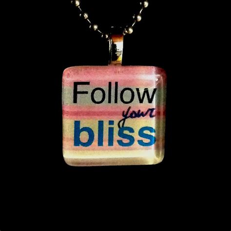 follow your bliss - blossom squared - Handmade glass picture pendant jewelry