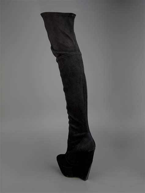 Casadei Fitted Thigh High Boot In Black Lyst