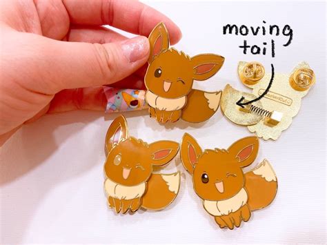 Movable Fidget Toy Eevee Pin Wagging Tail Pokemon Etsy