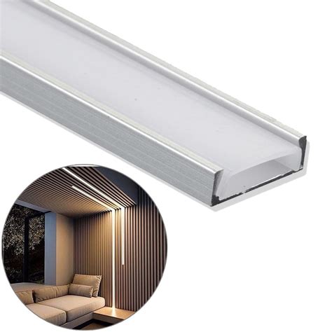 Perfil De Led Sobrepor Slim Alum Nio Para Fita De Led Metro Gesso