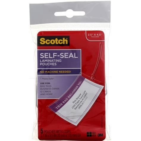 Scotch Self Sealing Laminating Pouches Glossy In X In Ct