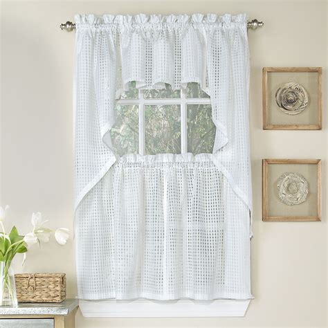 Inspirations White Knit Lace Bird Motif Window Curtain Tiers