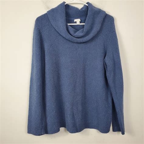 J Jill Sweaters J Jill Blue Textured Cowl Neck Sweater Womens Size