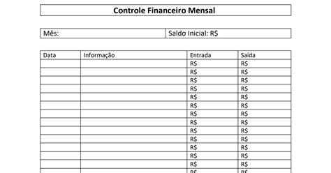 Controle Financeiro Mensal Pdf Planilhas De Or Amento Planilhas