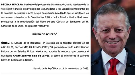 Alista Senado aprobación de renuncia del ministro Arturo Zaldívar 24