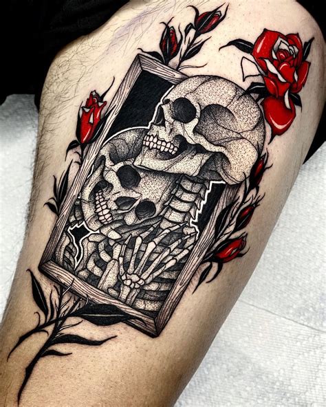 Skull Rose Tattoos, Skeleton Tattoos, Creepy Tattoos, Body Art Tattoos, Tatoos, Tattoo Designs ...