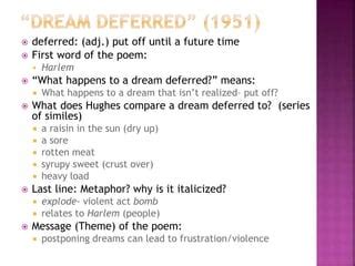 Dream Deferred And Dreams Notes Pptx