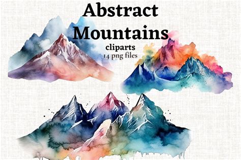 Watercolor Abstract Mountains 14 PNGs Graphic by MashMashStickers ...