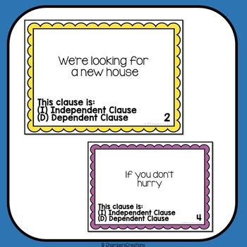 Independent And Dependent Clauses Task Cards To Review Grammar