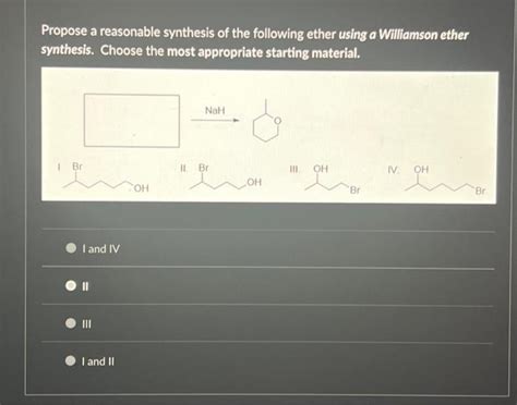 Solved Propose a reasonable synthesis of the following ether | Chegg.com