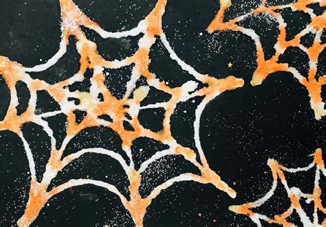 Shimmering spider web salt painting | Arts & Crafts