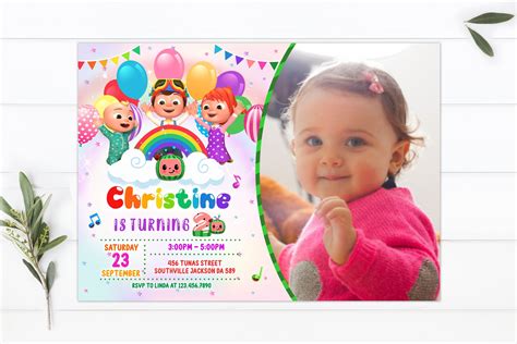 Editable Cocomelon Birthday Invitation Cocomelon Birthday Invitation