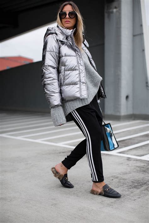 Outfit Silber Metallic X Puffer Jacket X Edited Black Palms The