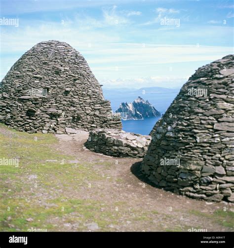 Stone Beehive Huts Skellig Michael Unesco World Heritage Site County