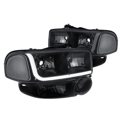 Lumen GMC Yukon XL Denali 2001 Black Smoke LED DRL Bar Headlights