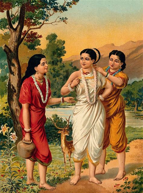 Shakuntala and her friends. Chromolithograph | Free Photo Illustration ...