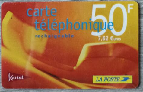 rare TELECARTE carte téléphonique La Poste rechargeable 50F Kertel bon