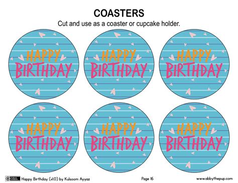 Happy Birthday Coasters Free Printable Papercraft Templates