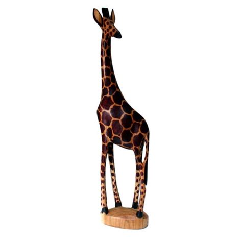 African Wooden Giraffe Hand Carved Art Piece Home Decor Statue Unique