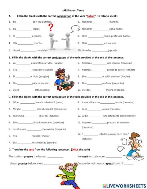 Present Tense Verbs Worksheets Verb Worksheets Preterite Worksheets Library