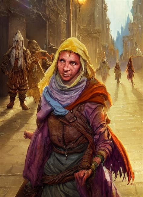 Female Poor Beggar On The Streets Unclean Ultra Detailed Fantasy