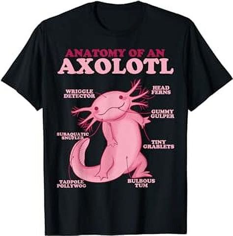 Anatomy Of An Axolotl Mexican Walking Fish Salamander T Shirt Walmart