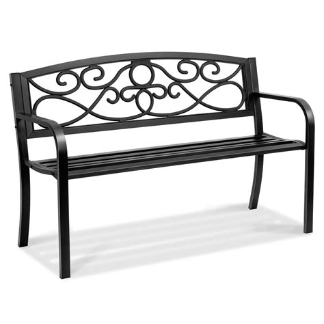 Vevor Outdoor Bench 50 Inches Metal Garden Bench For Outdoors 550 Lbs