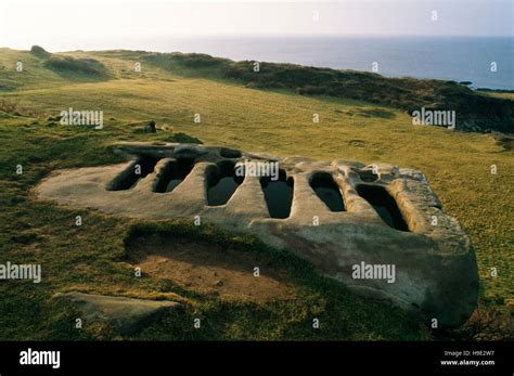 St Patricks Rock Cut Graves Heysham Morecambe Lancashire Hi Res Stock