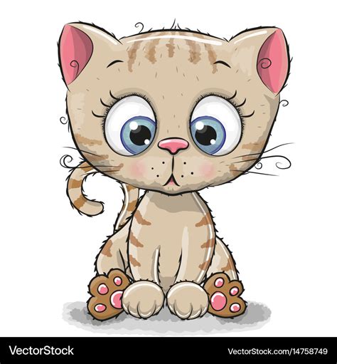 Cute Cartoon Kitten Royalty Free Vector Image Vectorstock