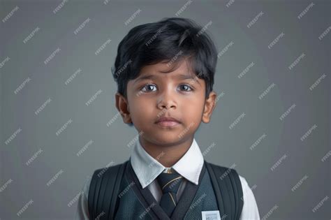 Premium Photo Cute Little Indian Indian Asian School Boy Wearing Uniform