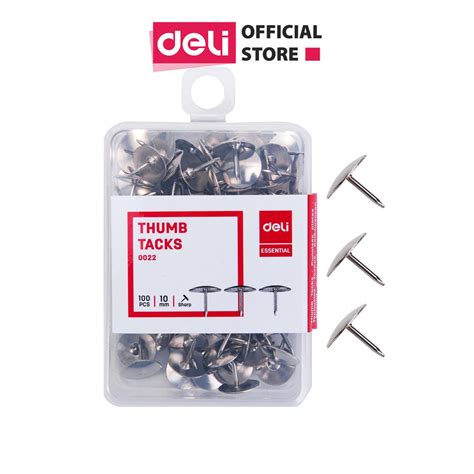 Set 200 chiếc đinh ghim bảng nỉ gỗ bần mũ inox bạc Deli Cài tranh