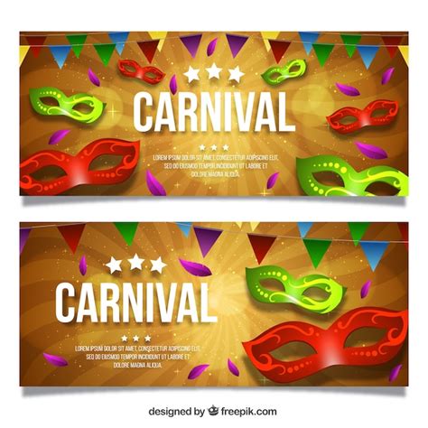 Free Vector Colorful Carnival Banners In Realistic Style