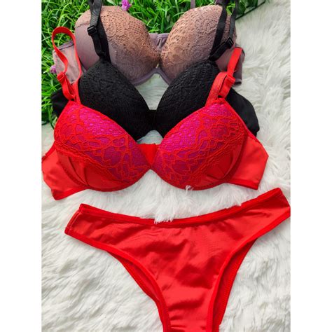 Kit C Conjuntos Lingerie Bojo Renda Atacado Shopee Brasil