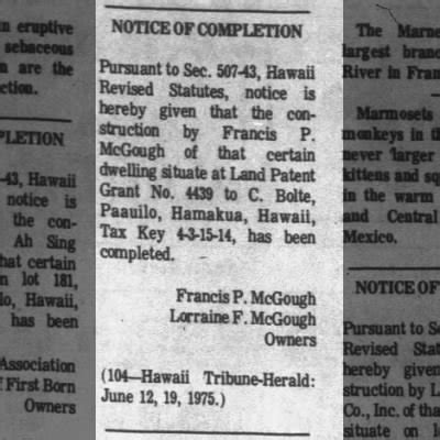 Notice Of Completion Newspapers