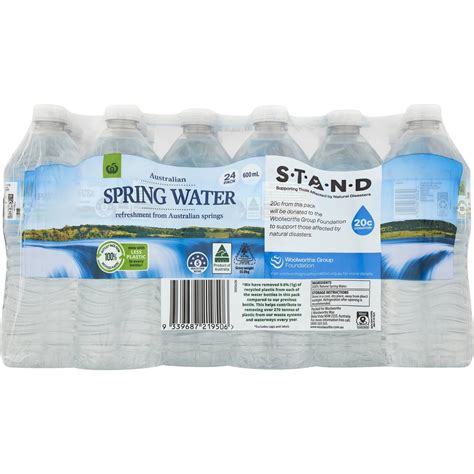 Woolworths Spring Water Bottles 600ml X24 Pack Woolworths