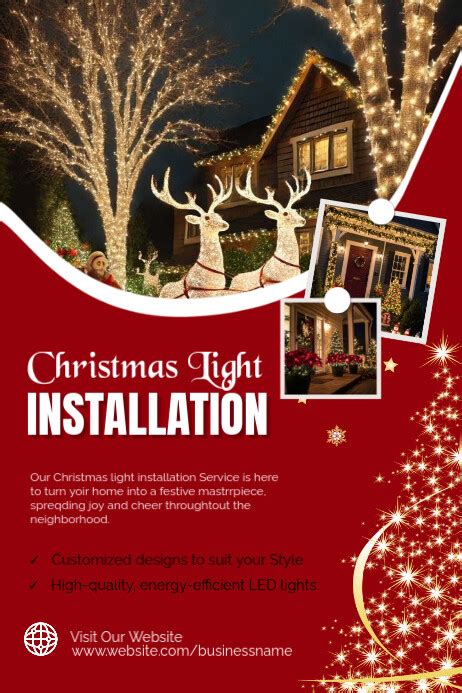 Red Maximalist Christmas Light Installation Flyer Design Poster