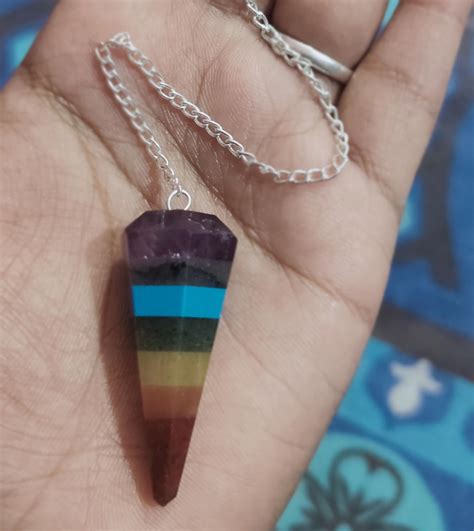 Oracle Gemmis Seven Chakra Cone Pendulum Chakra Dowser Pendulum For