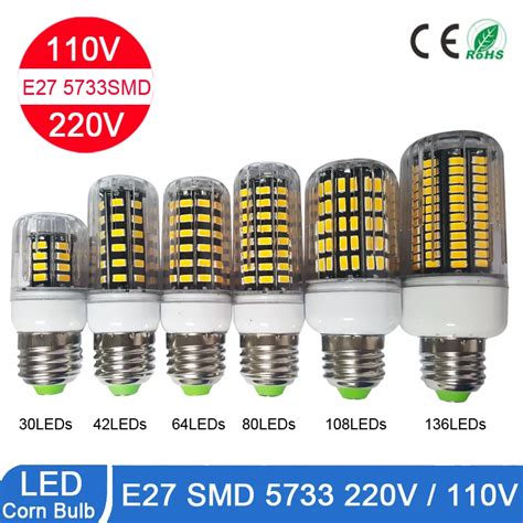 High Luminous E27 E14 B22 5733 SMD LED Corn Bulb 220V 110V 3W 5W 7W 9W