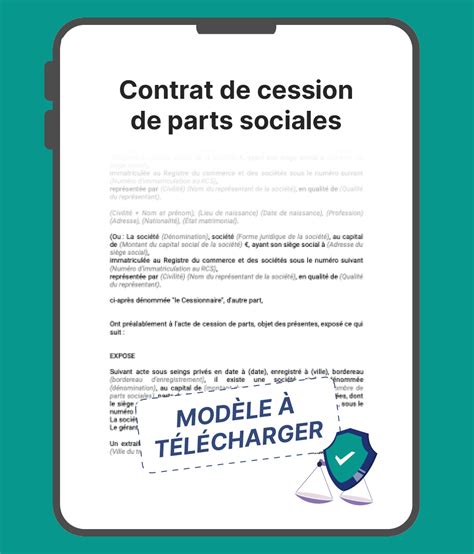 Contrat de cession de parts sociales modèle à télécharger