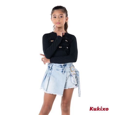 CONJUNTO BLUSA E SHORT SAIA Kukixo Moda Infantil