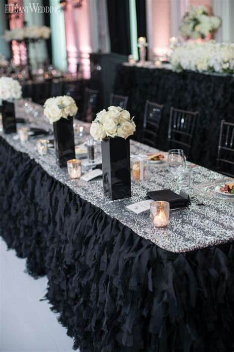 Luxurious And Glamourous Black Wedding Table Setting Black Wedding