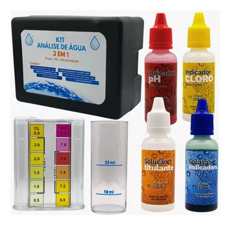 Kit Teste Medidor Ph E Cloro E Alcalinidade Agua Piscinas