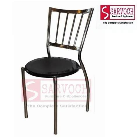 Sarvoch Ss Chrome Black Cafeteria Chair Seating Capacity Person At