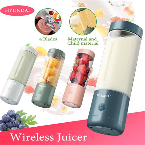 HYUNDAI 1500mAh 4 Blade Juice Blender 400ML Wireless Portable Juicer