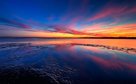 Coucher de soleil sur l océan Fond d écran Ultra HD