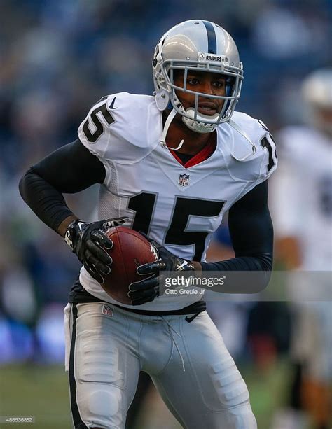 Wide Receiver Michael Crabtree Of The Oakland Raiders Warms Up Prior