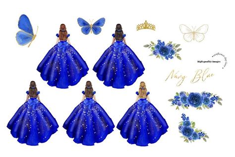 Navy Blue Princess Dresses Watercolor Clipart Navy Blue - Etsy | Dress ...